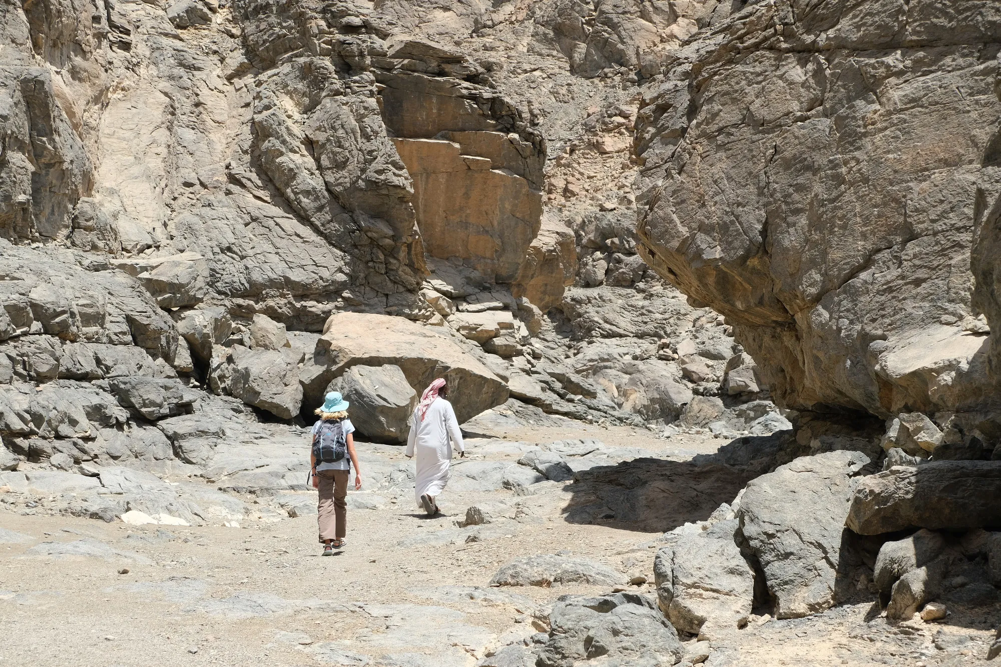 Hiking a small gorge to a water well