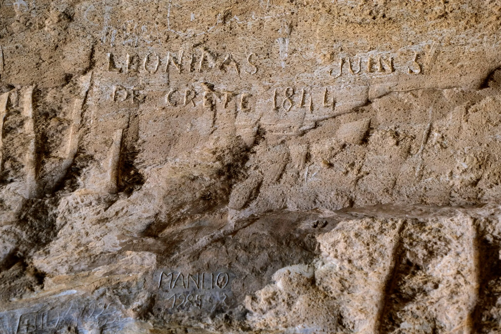 From left to right: Small Temple dedicated to Serapis, Isis of Senskis (Sikait) and Apollo, 19th century inscriptions, altar room in the back of the Large Temple