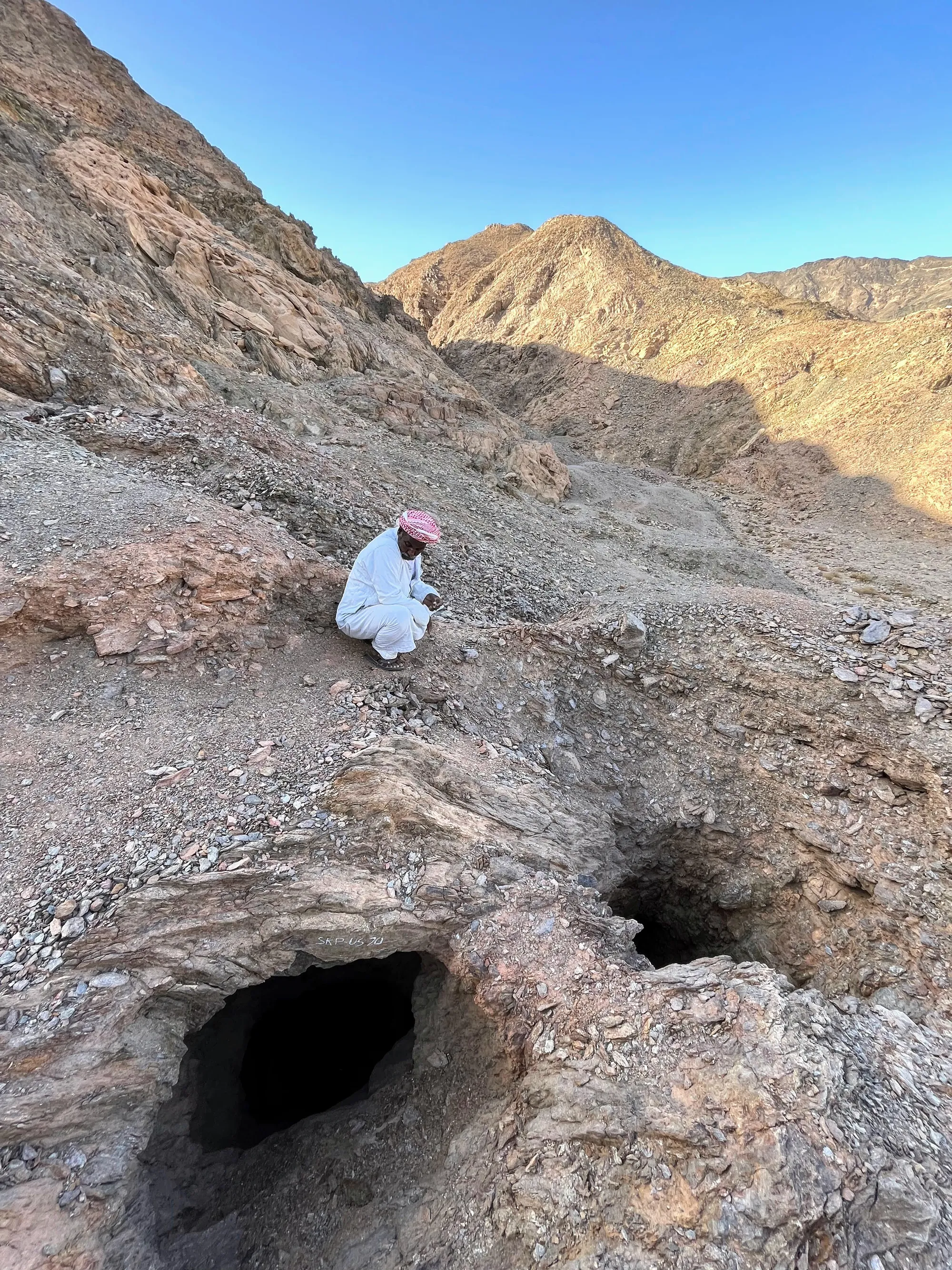 Sikait mine shafts and tunnerls dot the wadi's hillsides