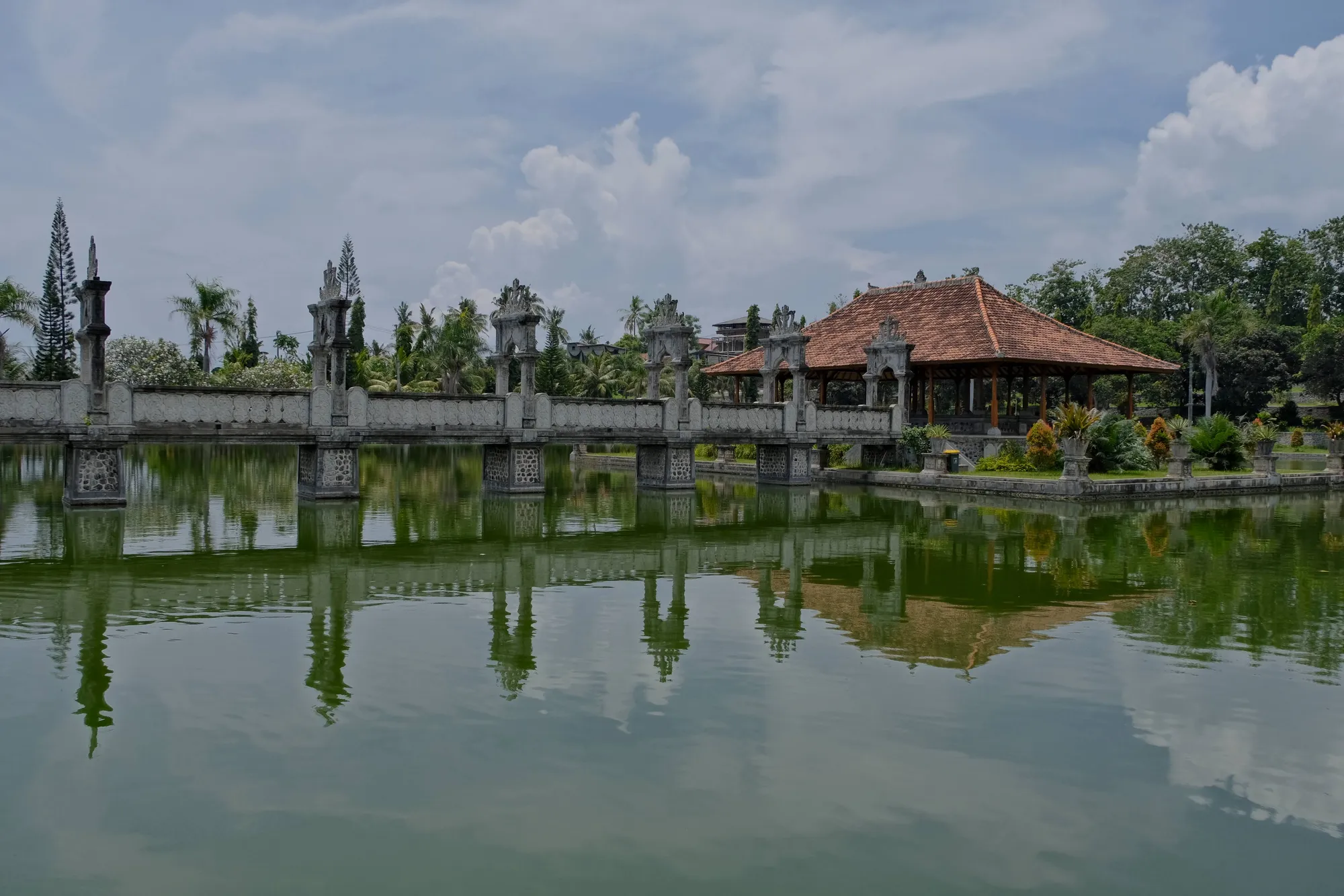 The grand bridge leading into the Water Palace