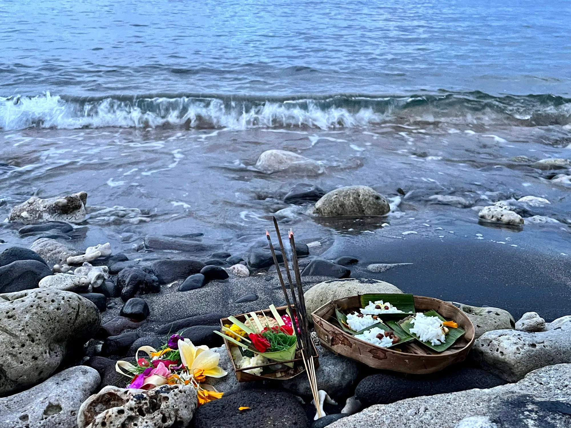 Beach offering in Amed made by local fishermen