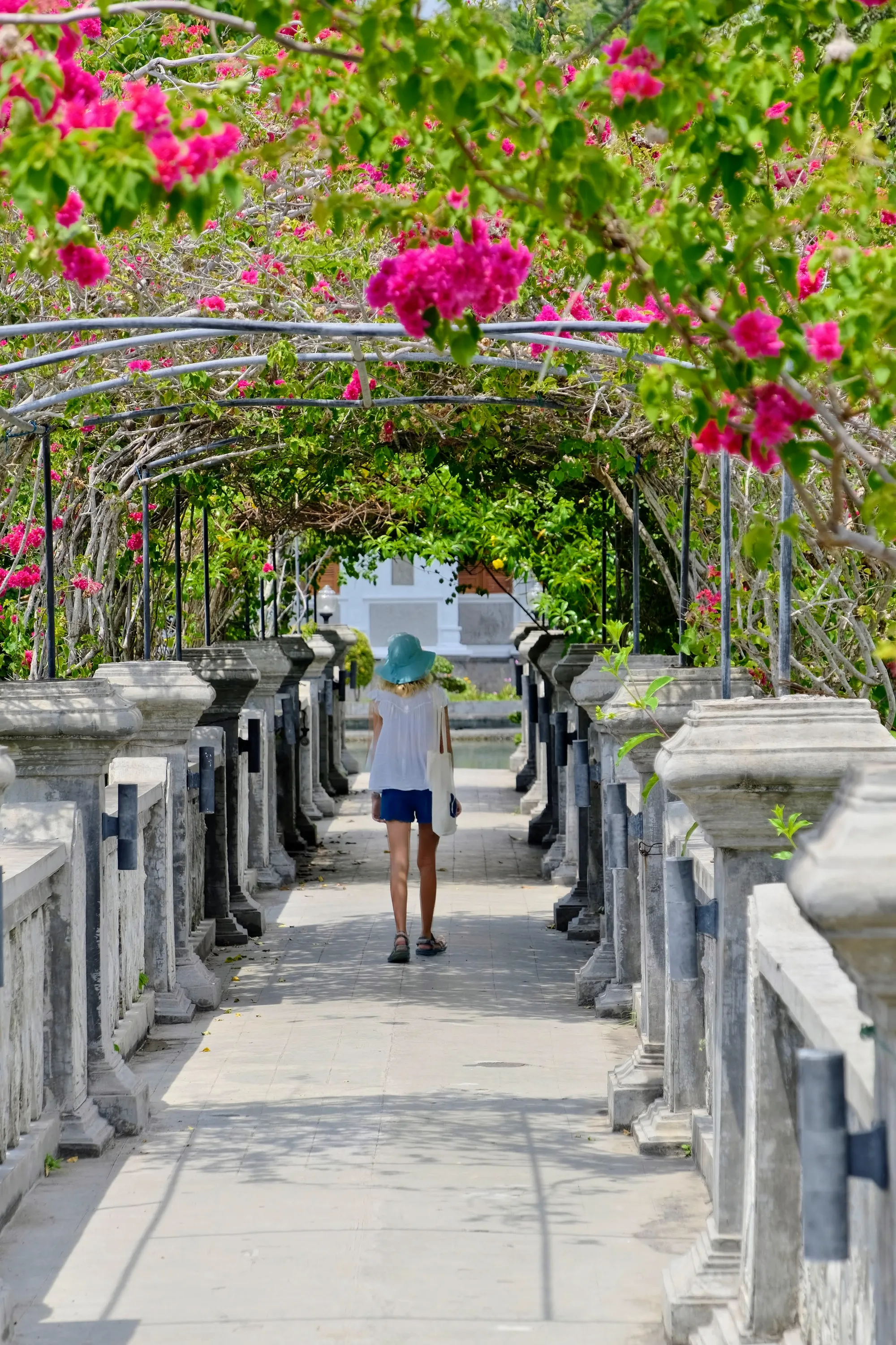 Walking on one of the elegant bridges