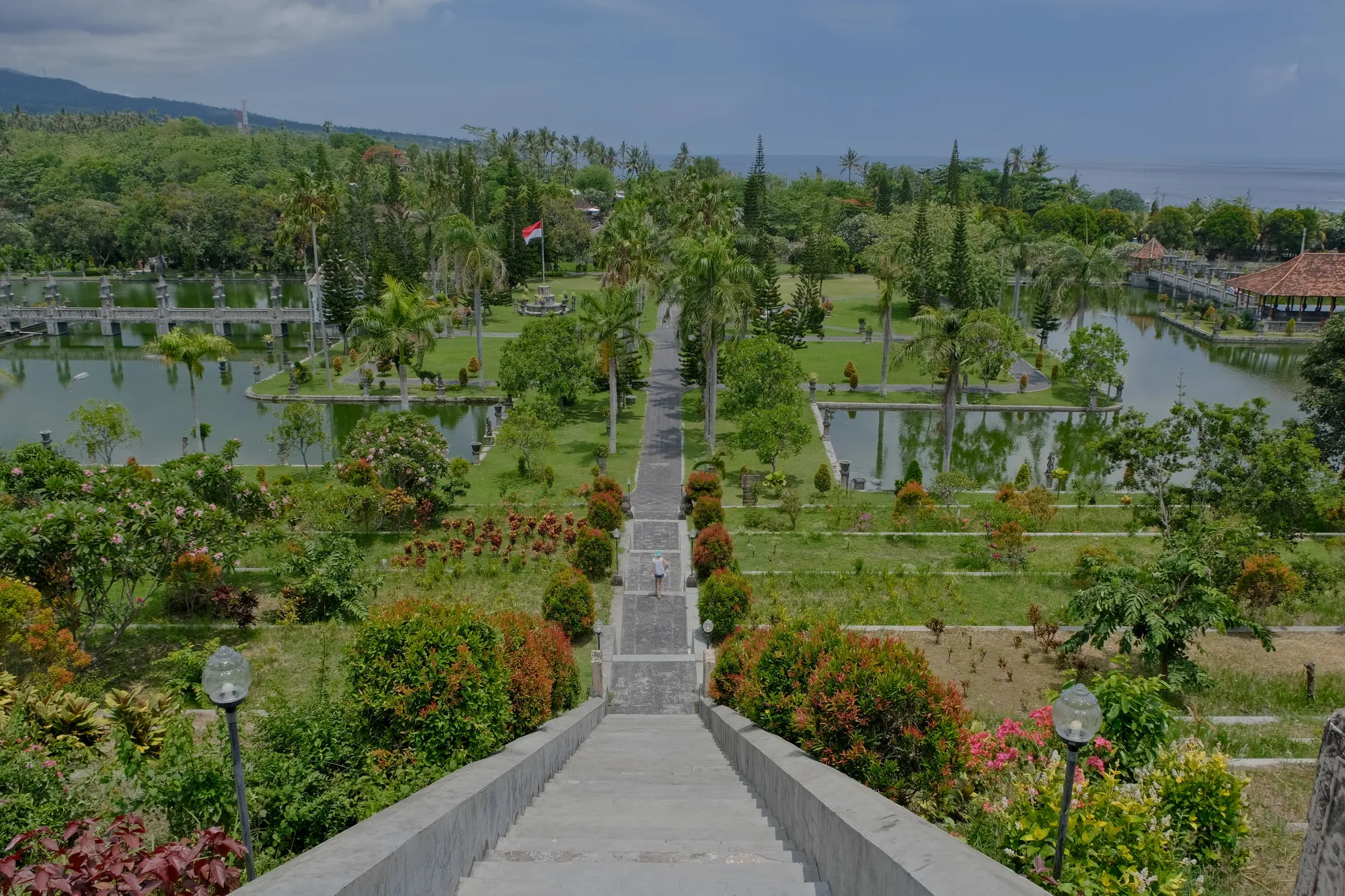 Manicured gardens of the Taman Ujung Water Palace